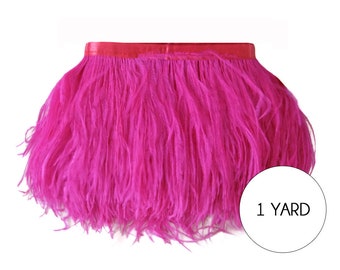 Ostrich Fringe, 1 Yard - Hot Pink Ostrich Fringe Trim Wholesale Feather (Bulk) : 2103