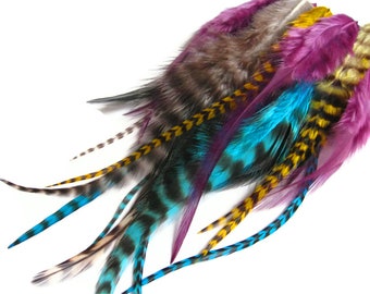 2 Dozen - Short Pixie Mix Grizzly Whiting Farm Rooster Saddle Hair Extension Feathers Summer Fly Tying Craft Supply: 782