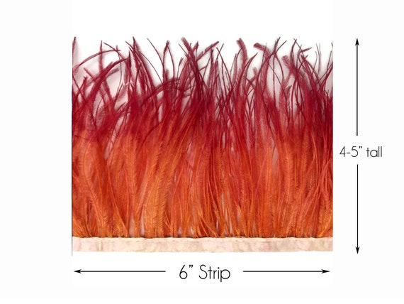 Orange Ostrich Fringe Trim Feather Millinery DIY Carnival Supply 6 Inch Strip