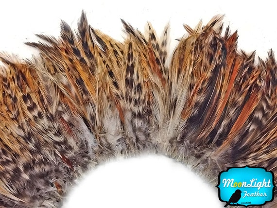 Chicken Feathers, 4 Inch Strip RED CHINCHILLA Strung Rooster Neck Hackle  Feathers : 3616 