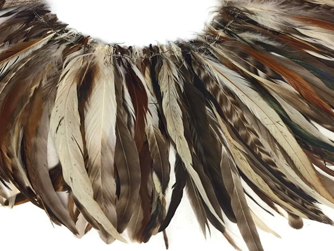 1 Yard - Natural Gray Chinchilla Strung Rooster Schlappen Wholesale  Feathers (Bulk)