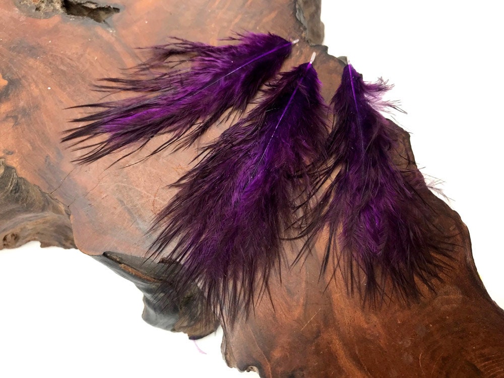 Small Violet Purple Craft Feathers Laced Rooster Cape Feathers for Crafts  Dainty Tiny Feathers V Shaped Pointed Great for Scrapbooks 15PCS 