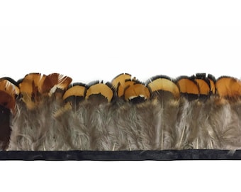 USA Feather Fringe, 1 Yard - NATURAL GOLD Venery Pheasant Plumage Feather Trim : 3668