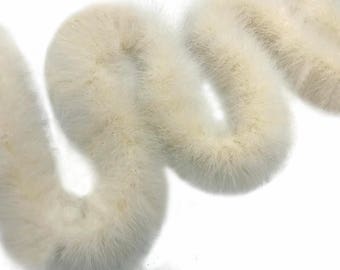 Ivory Marabou Boa, 2 Yards - Ivory Turkey Medium Weight Marabou Feather Boa 25 Gram Halloween Craft Supply : 291