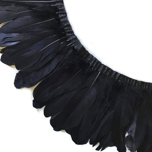 Gänsefeder Trim, 1 Yard - Schwarz gefärbte Gänsepalette Parried Feather Trim DIY Craft: 1233