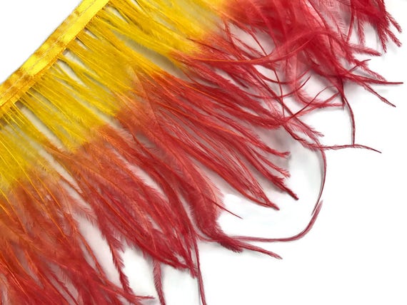 Orange Ostrich Fringe Trim Feather Millinery DIY Carnival Supply 6 Inch Strip