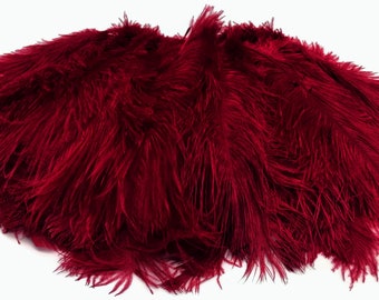 Ostrich Feathers, 10 Pieces - 8-10" Burgundy Ostrich Dyed Drabs Feathers Centerpiece Craft Supplier : 2312