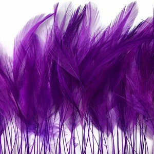 1 Dozen Purple Stripped Rooster Neck Hackle Eyelash Feather Millinery Fly Tying Costume Craft Supply : 398 image 6
