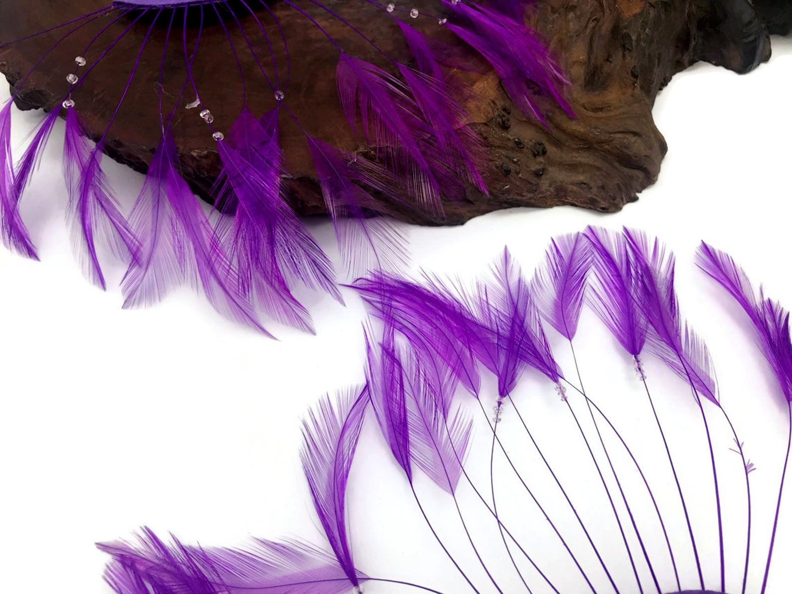 Piuma di struzzo 1 pezzo metà di perline viola Pinwheel Etsy