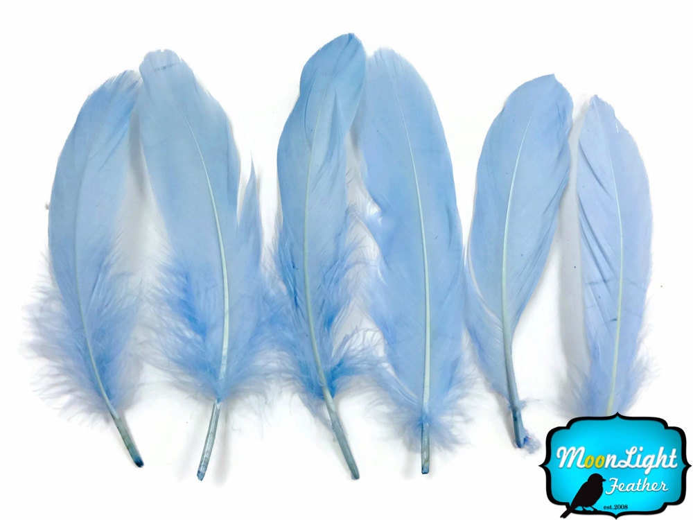 5-7 Aqua Green Goose Satinette Feathers - 1 Pack