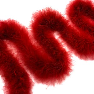 Feather Boa, 2 Yards - Red Turkey Medium Weight Marabou Feather Boa 25 Gram Halloween Craft Supply : 122