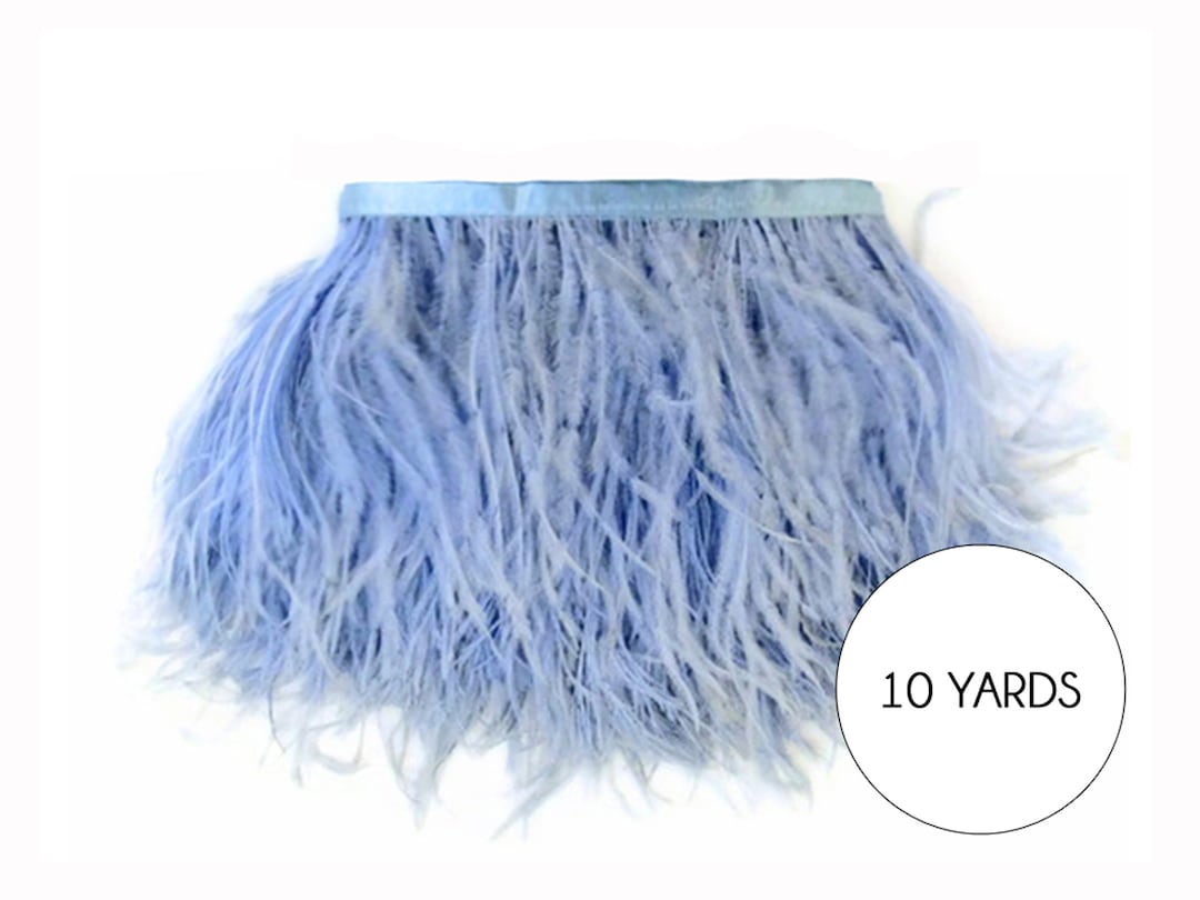 Blue Ostrich Feathers, 10 Yards Light Blue Ostrich Fringe Trim ...