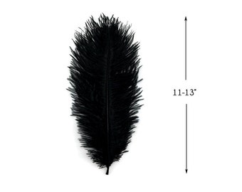 Ostrich Plumes, 10 Pieces - 11-13" Black Bleached & Dyed Ostrich Drabs Body Feathers Centerpiece Craft Costume Supply  : 2201
