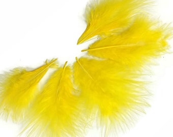 Down Feathers, 1 Pack - Yellow Turkey Marabou Short Down Fluff Loose Feathers 0.10 Oz. Doll Craft Supply : 3843