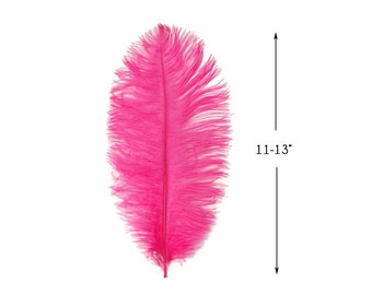 10 Pieces - 11-13" Hot Pink  Bleached & Dyed Ostrich Drabs Body Feathers Centerpiece Carnival Costume Supply : 297