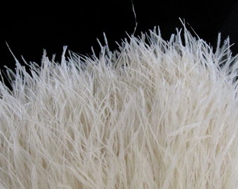 Feather Trim, 6 Inch Strip - Ivory Ostrich Fringe Trim Feather Craft DIY Supply Sample : 235