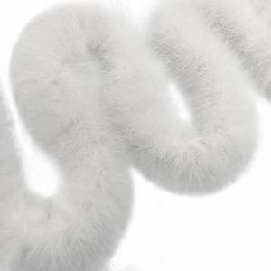 White Marabou Boa, 2 Yards - Snow White Turkey Medium Weight Marabou Feather Boa 25 Gram Halloween Craft Supply : 115