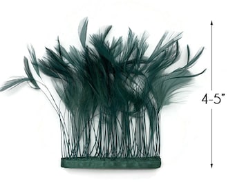 USA SELLER, 1 Yard - Hunter Green Stripped Rooster Neck Hackle Eyelash Wholesale Feather Trim (Bulk) Millinery Fly Tying Craft Supply: 5160