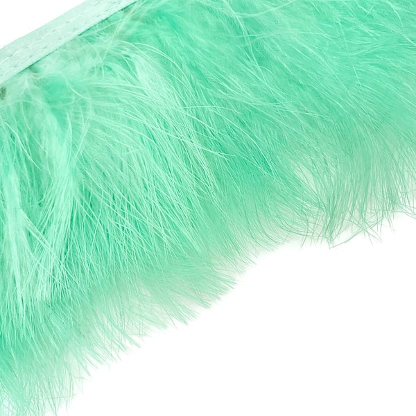 1 Yard - Aqua Green Marabou Turkey Fluff Feather Fringe Trim Craft Prom Supply : 3505