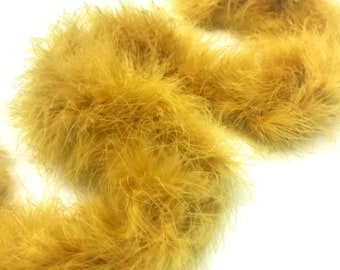 Boa, 2 Yards - Antique Gold Turkey Medium Weight Marabou Feather Boa 25 Gram Halloween Craft Supply : 4545
