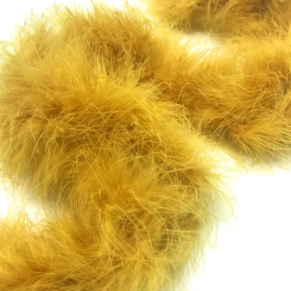 Boa, 2 Yards - Antique Gold Turkey Medium Weight Marabou Feather Boa 25 Gram Halloween Craft Supply : 4545