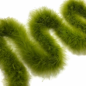 Turkey Boa, 2 Yards - Moss Green Turkey Medium Weight Marabou Feather Boa 25 Gram Halloween Craft Supply : 3412