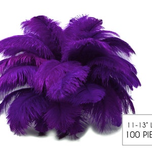 Large ostrich plumes, 100 Pieces - 11-13" Purple Ostrich Drabs Wholesale Body Feathers (Bulk) Centerpiece Costume Supply : 4550