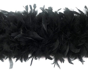 Tigeen 2-Yard Black Turkey Feather Boa – 80g Heavyweight For Costumes, Craft & Party Decor