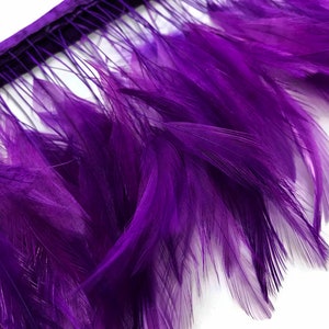 1 Dozen Purple Stripped Rooster Neck Hackle Eyelash Feather Millinery Fly Tying Costume Craft Supply : 398 image 4