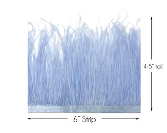 Baby Blue Ostrich Feathers, 6 Inch Strip - Light Blue Ostrich Fringe Trim Feather Craft DIY Supply : 1361