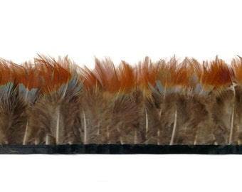 Feather Fringe, 1 Yard - Yellow RIngneck Pheasant Plumage Feather Trim : 3225