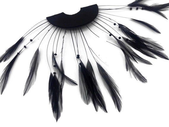 1 Piece Taupe Half Beaded Pinwheel Stripped Rooster Hackle Feather Pads Costume
