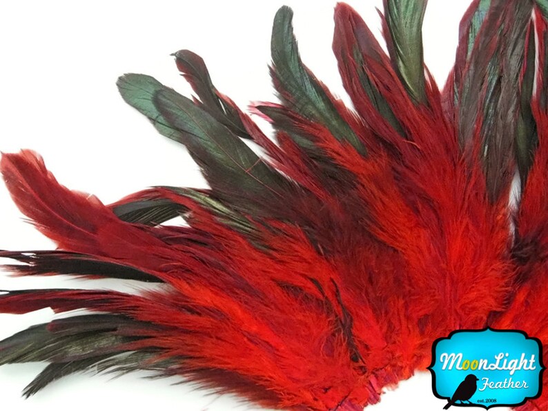 Wholesale Feathers 1 Yard RED Half Bronze Strung Rooster Etsy