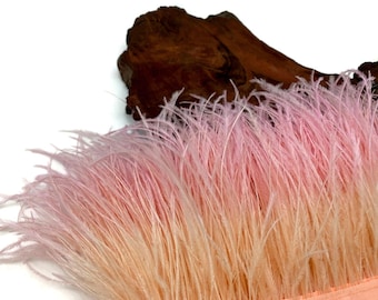 Costume Feathers, 1 Yard - Peach Blossom Ostrich Fringe Trim Wholesale Feather (Bulk) Craft Supply : 1351