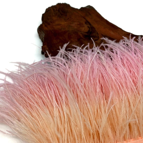 Plumes de costume, 1 yard - Peach Blossom Autruche Fringe Trim Wholesale Feather (Bulk) Craft Supply : 1351