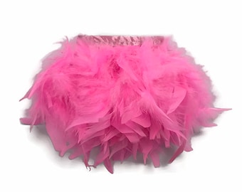 1 Yard – Candy Pink Chandelle Turkey Fluffy Feather Trim Halloween Costume Craft Supply : 4269