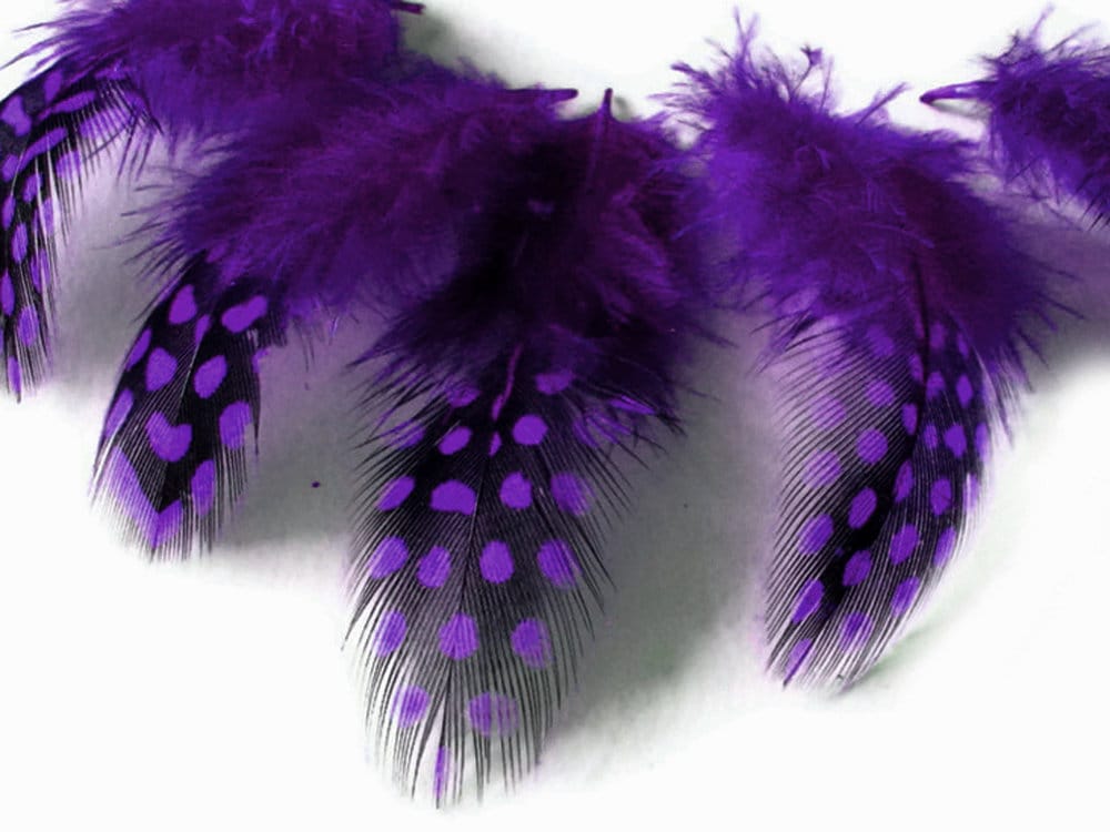 Spotted Guinea Hen Feathers 1-4" Body Plumage RED dyed 1/4 oz bag 