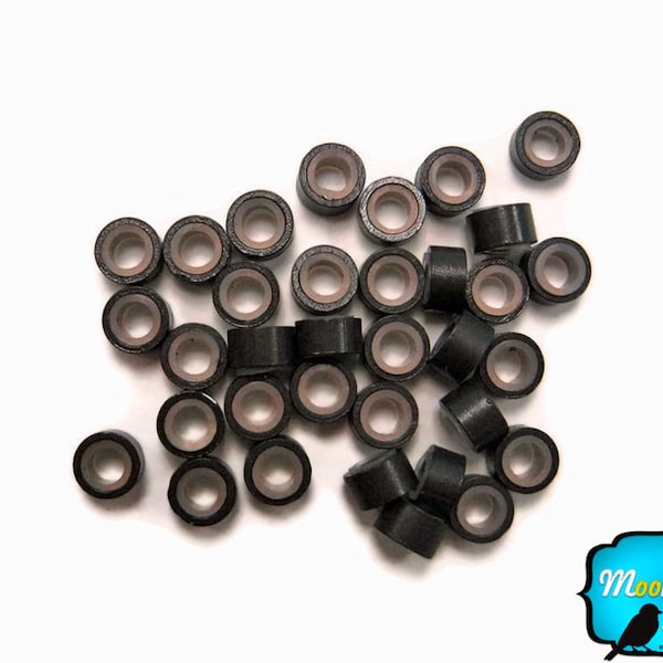 10 Pieces - DARK BROWN Silicone Micro Ring Beads for Feather Hair Extensions: 783