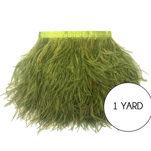 Ostrich Fringe Feathers, 1 Yard - Olive Green Ostrich Fringe Trim Wholesale Feather (bulk) Craft Supply : 1861