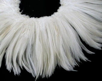 Rooster Hackle, 4 Inch Strip - NATURAL WHITE Strung Rooster Neck Hackle Feathers : 497