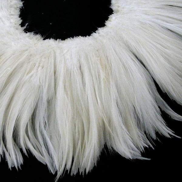 Rooster Hackle, 4 Inch Strip - NATURAL WHITE Strung Rooster Neck Hackle Feathers : 497