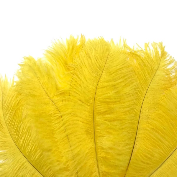 USA Feathers, 10 Pieces - 6-8" Sunshine Yellow Ostrich Dyed Drabs Body Plumage Feathers Craft Supplier : 1380