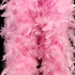 65 Grams Baby Pink With Black Tips Chandelle Feather Boa –