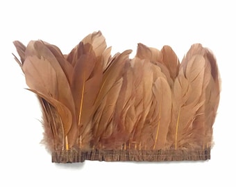 Goose Feather Trim, 1 Yard - Light Brown Dyed Goose Pallet Parried Feather Trim DIY Craft : 1232
