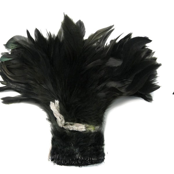 1 Yard - Schwarze Halbe Bronze aufgereihte Hahn Schlappen Großhandel Federn (Bulk) Fliegenbinden Halloween Craft Versorgung: 2223