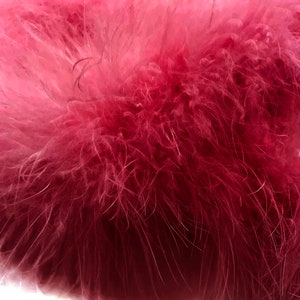 Puede incluir: Primer plano de una boa de plumas rosa suave y esponjosa. La boa est&aacute; hecha de muchas plumas peque&ntilde;as que est&aacute;n estrechamente unidas.