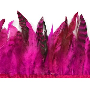 Rooster Feather, 1 yard HOT PINK Chinchilla Rooster Schlappen Feather Trim : 3153 image 1