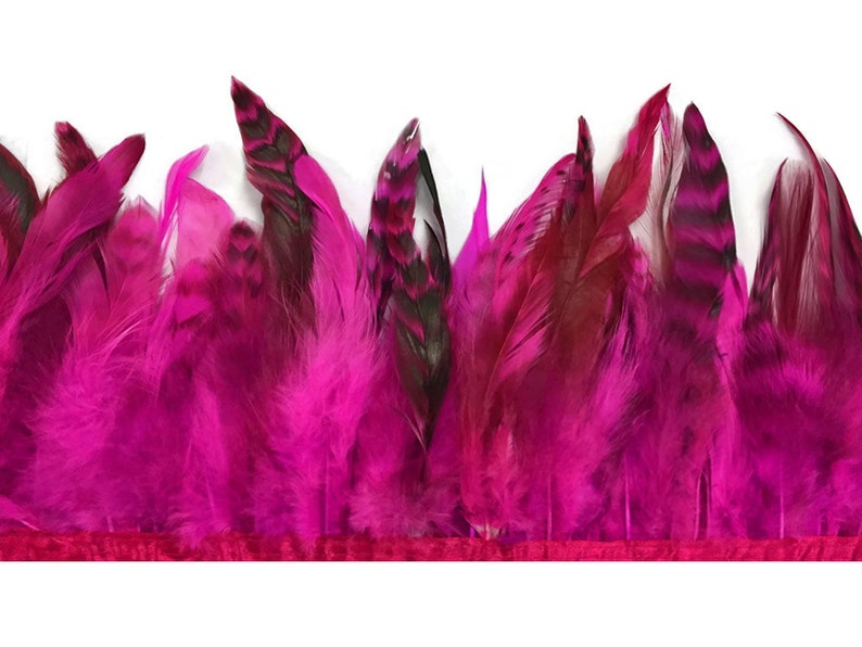 Rooster Feather, 1 yard HOT PINK Chinchilla Rooster Schlappen Feather Trim : 3153 image 1