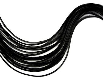 6 Pieces - XL Solid Black Thin Whiting Farm Rooster Hair Extension Feathers 11" and Up Fly Tying Craft Supply : 495