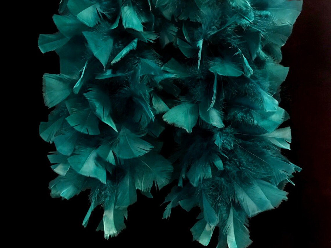Large Feather Boa 2 Yards Peacock Green Heavy Weight Turkey Etsy